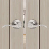 Probrico 12 Pack Brushed Satin Nickel Dummy Door Lever Wave Style Door Handle...