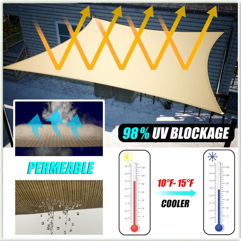 Amgo 10' x 20' Turquoise Rectangle Sun Shade Sail Canopy Awning UPF50+ AGTAPR...