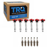 TRQ Ignition Kit Ignition Coil Spark Plugs Compatible with 05-17 Audi ICA71883