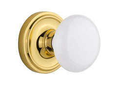 Nostalgic Warehouse Classic Rosette White Porcelain Round Door Knob