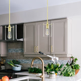 Satin Brass Pendant Lights Kitchen Island - Medium Clear Glass Pendant Light ...