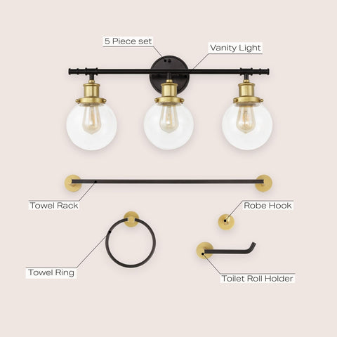 JONATHAN Y JYL1504B Hugo 24.5" 3-Light Farmhouse Classic Vanity Light with Ba...