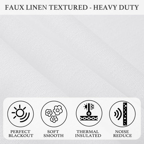 KGORGE White Faux Linen Curtains 96 inches Long, Pinch Pleated Thick Linen We...