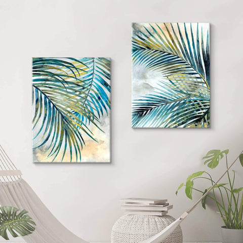 ARTISTIC PATH Palm Leaves Canvas Wall Art: Tropical Leaf Artwork Picture Pain...