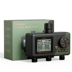 Diivoo Sprinkler Timer 3 Zone, Water Hose Timer 3 Outlet for Garden, Programm...