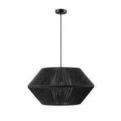 Globe Electric 65470 1-Light Chandelier, Matte Black Natural Twine, Mate Blac...