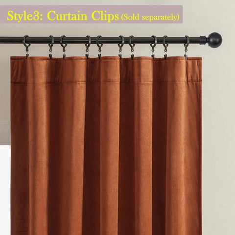 Timeper Burnt Orange Velvet Curtains 90 inches 2 Panels, Light Blocking Curta...