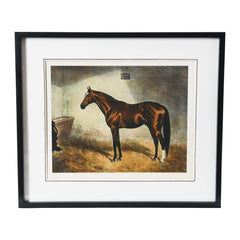Creative Co-Op Horse Print with Wood Frame Bay with Markings