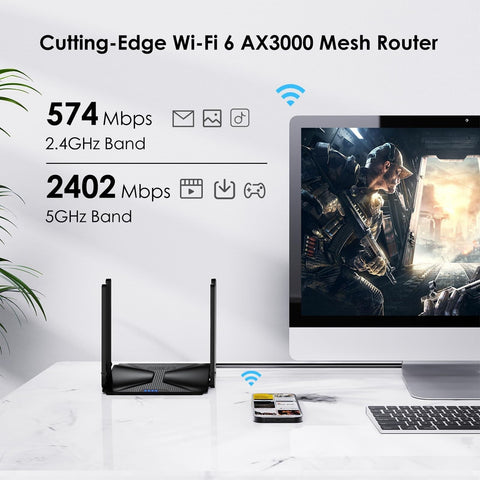 WiFi 6 Router AX3000 Wireless Internet High Speed Smart Router with 5dBi High...