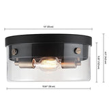 Globe Electric 60870 2-Light Flush Mount Ceiling Light, Matte Black, Brass