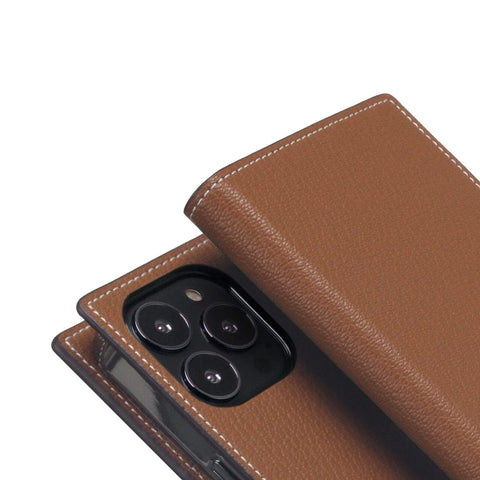 SLG D6 Hybrid Grain Leather Wallet Case for iPhone 14 - Handcrafted Diary Sty...