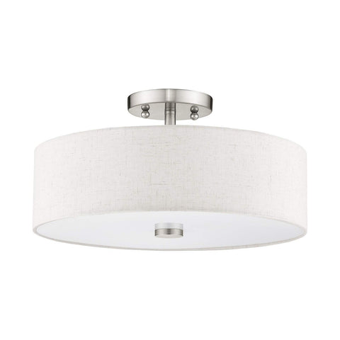 Livex Lighting 52135-91 Meridian 3 Light Brushed Nickel Ceiling Mount