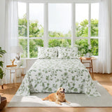 FADFAY Full Size Sheet Sets Green Floral Bedding Premium Percale Cotton Toile...