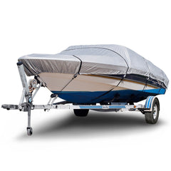 Budge B-150-X8 150 Denier V-Hull Boat Cover Silver 22'-25' Long (Beam Width U...