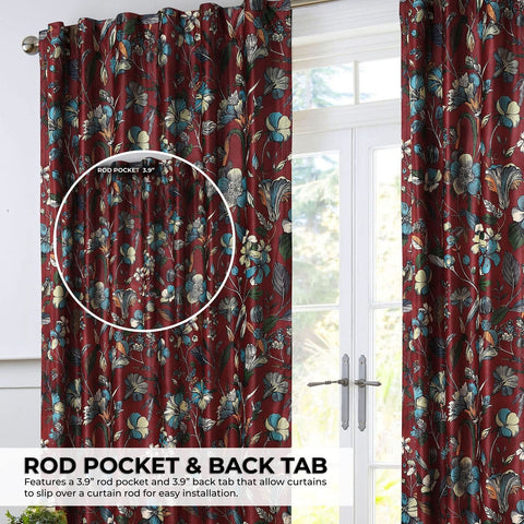 Tribeca Living Luxury Printed Velvet Room Darkening Window Curtains - 50 x 96...