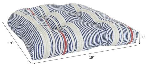 Set of 2 19"x19"x4" Calisto Pin Stripe Outdoor/Indoor Wicker Seat Cushions, B...