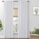 SHINELAND Room Darkening Greyish White Blackout Curtains 96 Inches Long,Pinch...