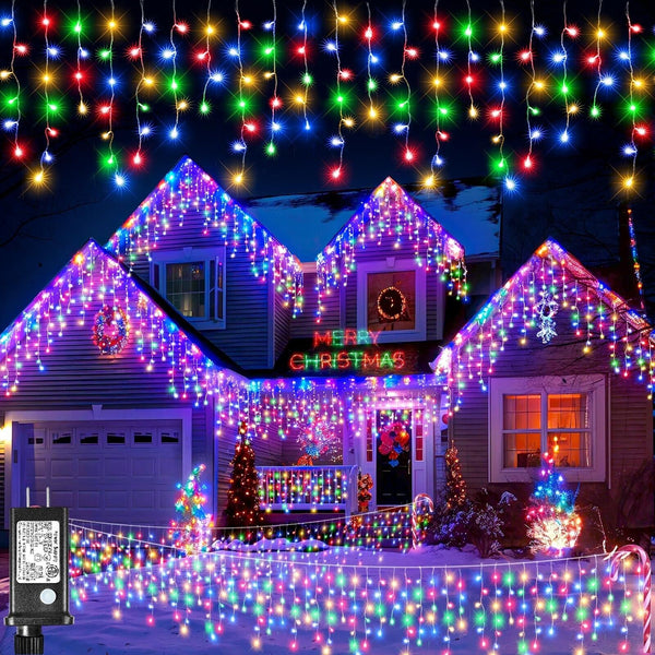 Icicle Christmas Lights, 98FT 1216 LED Icicle Lights for Outside with 228 Dro...