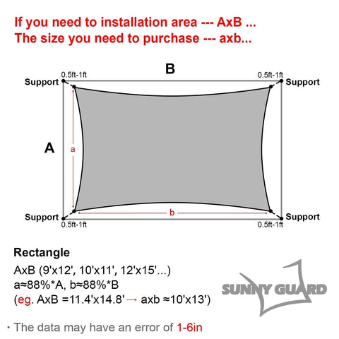 SUNNY GUARD Sun Shade Sail 14' X 14' Rectangle Charcoal UV Block Sunshade for...