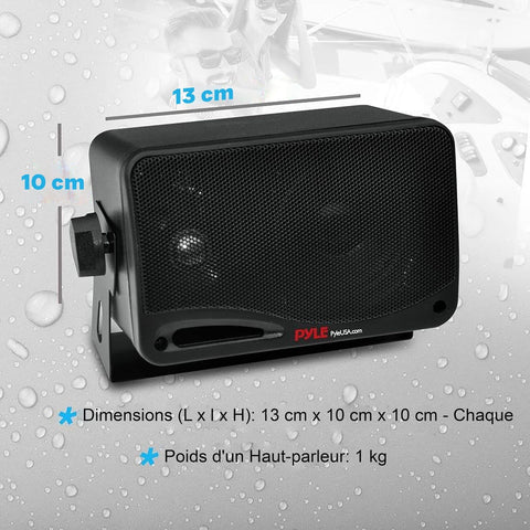 Pyle Outdoor Waterproof Wireless Bluetooth Speaker - 3.5 Inch Pair 3-Way Acti...