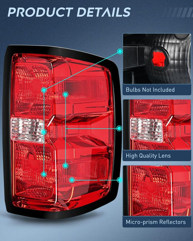 Nilight Taillight Assembly for 2014 2015 2016 2017 2018 2019 Chevy Silverado ...