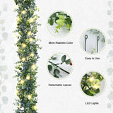 BLEUM CADE 9 Pack Eucalyptus Garland with Lights, 5.9 Ft/pcs Artificial Green...
