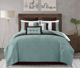 Chezmoi Collection Loft 8-Piece Luxury Striped Comforter Set (Full, Blue/Beig...