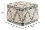 SIMPLIHOME Sweeney Square Pouf, 18" d x w x 14" h, Grey, Natural