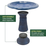 Arcadia Garden Products Fiberclay Bird Bath Outdoor Garden Decor, Antique Vin...
