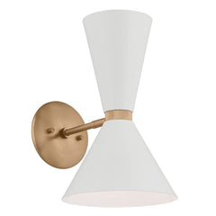 Kichler Phix 13.5 Inch 2 Light Wall Sconce in Champagne Bronze with White