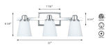 XiNBEi Lighting 3 Light Vanity Light, Modern Chrome Bathroom Wall Lights with...
