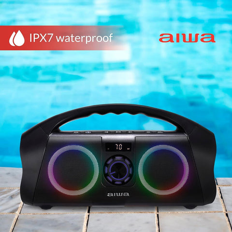 AIWA Portable Boombox - Waterproof Bluetooth Speaker, Rechargeable Wireless...