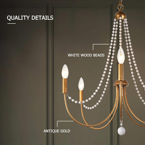 KSANA Antique Brushed Gold Chandeliers, Modern 5-Light Dining Room Chandelier...