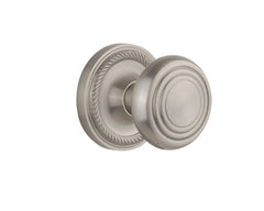 Nostalgic Warehouse Rope Rosette with Deco Knob, Passage - 2.75", Satin Nickel