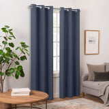 Eclipse Pembroke 100% Blackout, Faux Linen Grommet Window Curtains, 108 in Lo...