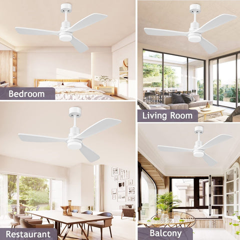 Obabala 52'' White Ceiling Fan with Lights Modern Ceiling Fan with Remote Con...