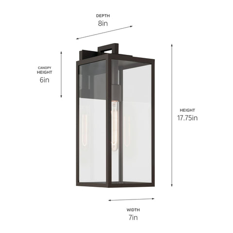 Kichler Branner 1-Light Olde Bronze Luxe Updated Traditional Outdoor Wall Lig...