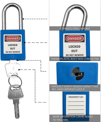 SAFBY Lockout Tagout Locks, Safety Padlock, Keyed Differently Loto Safety Pad...