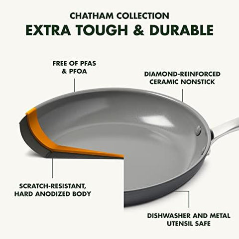 GreenPan Chatham Hard Anodized 10 Piece Cookware Pots and Pans Set, Gray