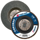 Weiler 51114 4-1/2" Tiger Paw Abrasive Flap Disc, Flat (Ty27), Phenolic Backi...