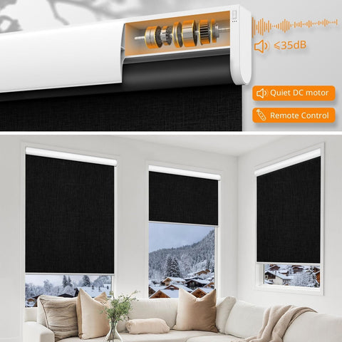 Motorized Blinds with Remote Smart Blinds for Window Blackout Roller Shades C...