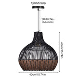 Arturesthome Rattan Pendant Lights, Wicker Chandelier Boho Basket Lighting Fi...