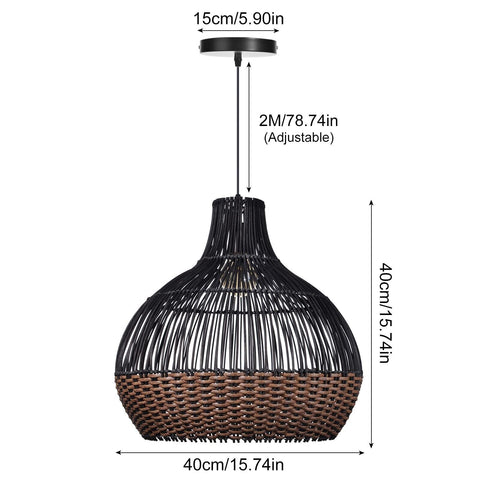 Arturesthome Rattan Pendant Lights, Wicker Chandelier Boho Basket Lighting Fi...