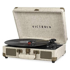 Victrola Vintage 3-Speed Bluetooth Portable Suitcase Record Light Beige