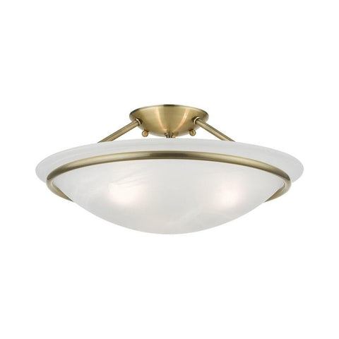 Livex Lighting 4824-01 Newburgh Collection 3 Light Semi-Flush, Antique Brass,...