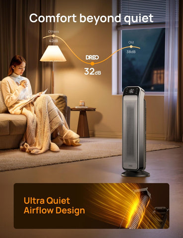 Dreo 24" Fast Quiet Oscillating Ceramic Space Heater with Remote - 3 Modes, O...