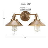 JONATHAN Y JYL7430A August 17.5" 2-Light Metal Shade 2 Bulb, Brass Gold