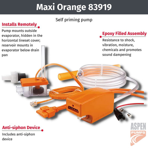 Rectorseal 83919 Aspen Maxi Orange Univ Condensate Pump 11x7x2