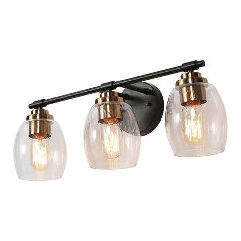 classy leaves Bathroom Vanity Light Fixtures, 3 Light Black Gold Vanity Light...