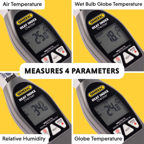 General Tools Deluxe Heat Index Monitor #WBGT8778 With 75 x 75 mm Brass Black...